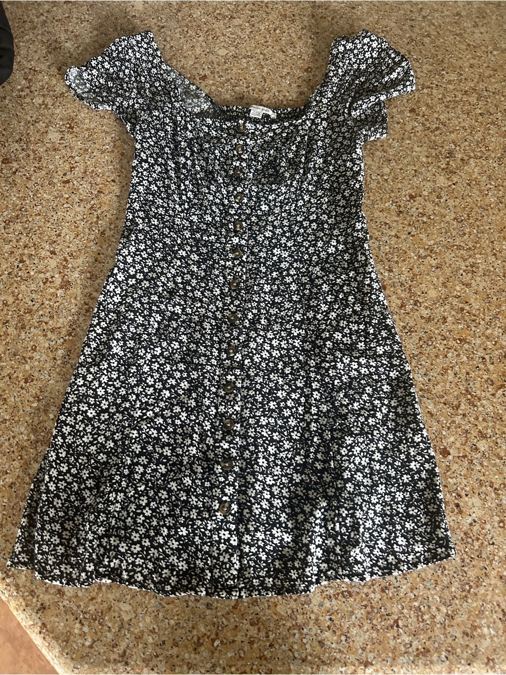 Hollister Black Floral Button-Front Dress